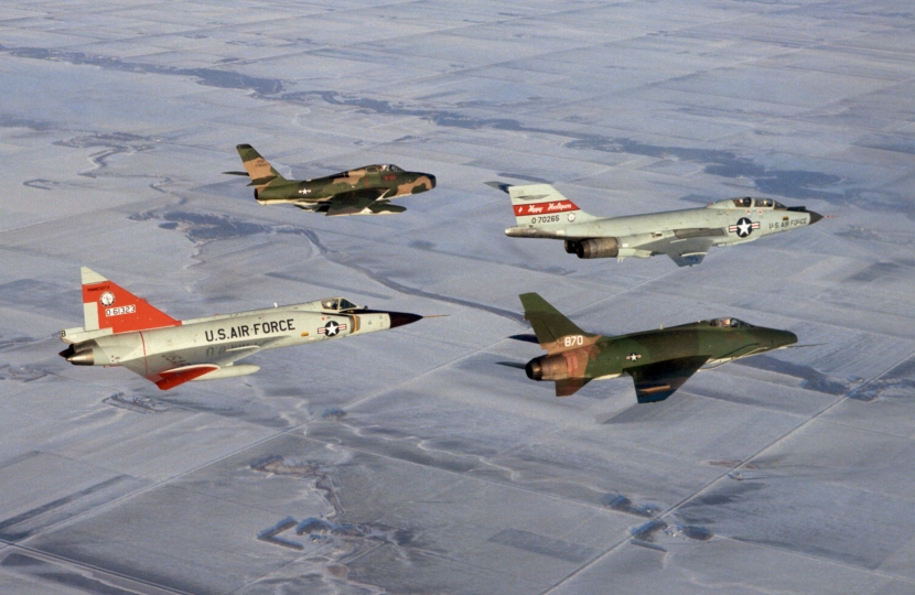 F-84F_F-100D_F-101B_F-102A_from_ANG_in_flight_c1970