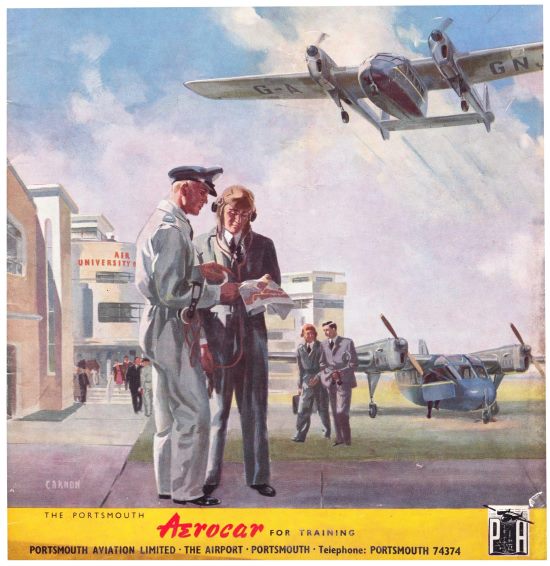 1/1946 PUB PORTSMOUTH AVIATION AEROCAR SNOW SKI PLANE AIRCRAFT AVION ORIGINAL AD 